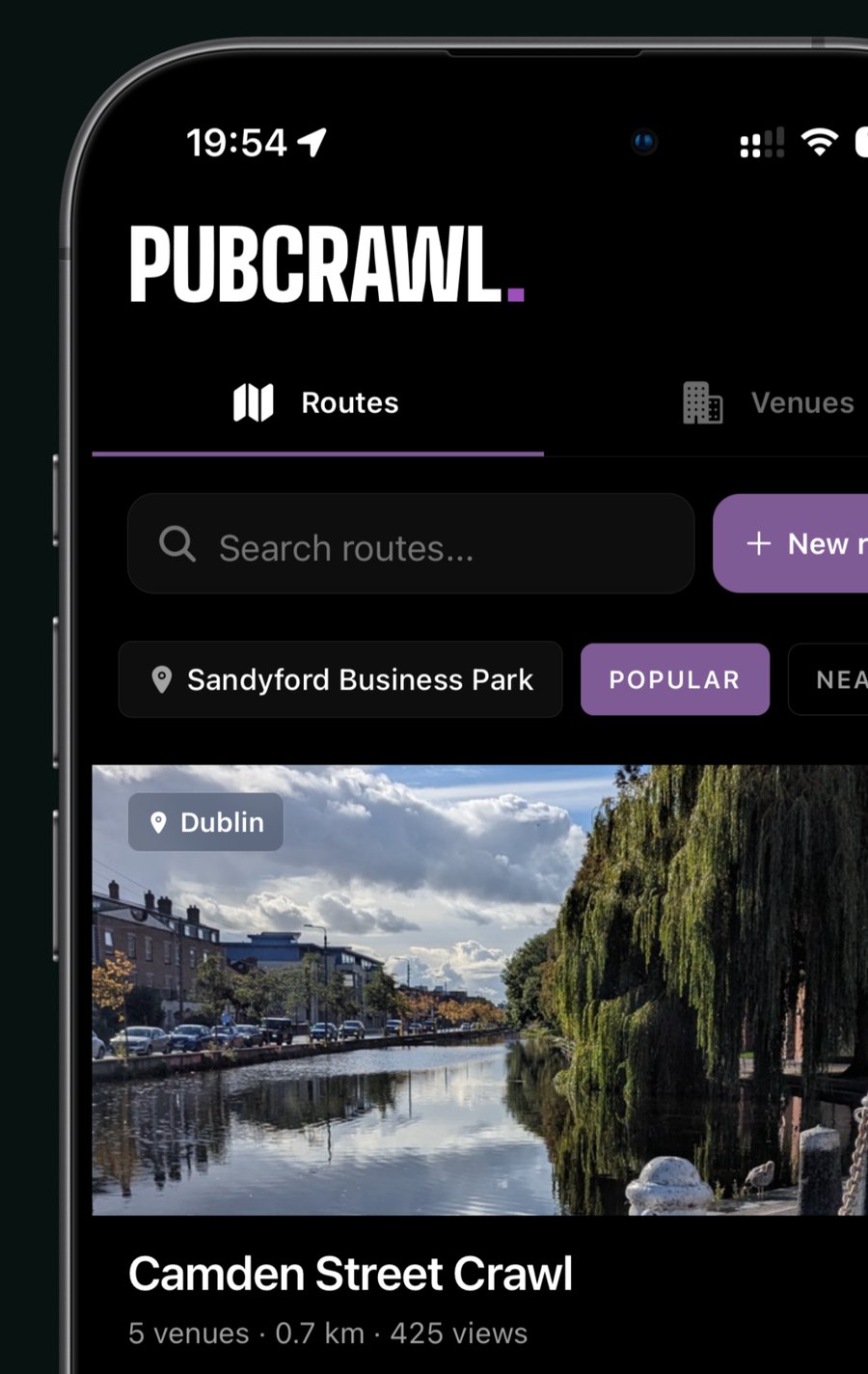 The new Explore screen, with full-bleed route photography